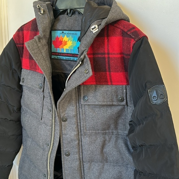 Mens Moose Knuckles Taylor Quilted Down Buffalo Plaid Coat Hoodie Small Like New - Picture 3 of 15